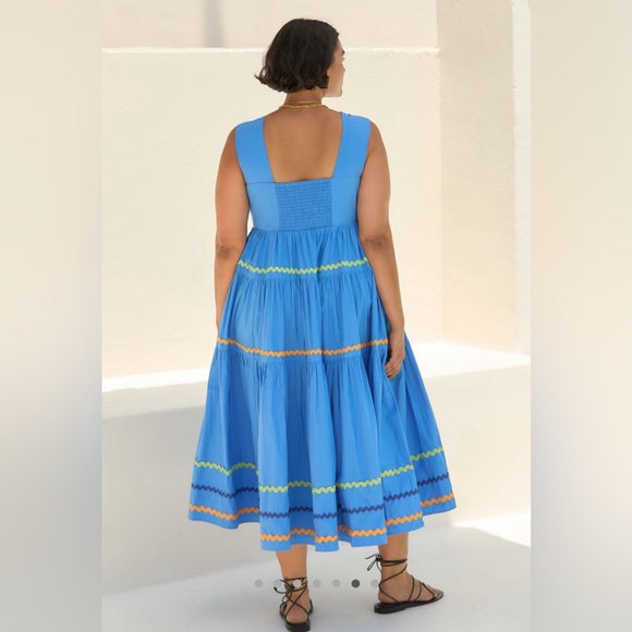 NEW Anthropologie Square-Neck Tiered Midi Dress: Smocked Scallop Edition - Picture 6 of 8